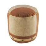 Goldoma 16 inch tan cotton striped cylinder pouf ottoman used as footrest in living room
