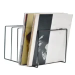 E8BA Metal LP Record Rack Exhibit Stand Book Magzine Holder Record Collection Storage Shelf Stand Office Desk Organizer