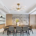 Modern 56W Dimmable LED Sputnik Chandelier, 10-Light Gold Branch Pendant Light for Dining Room, Living Room, Bedroom