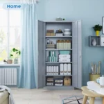 Steel Lockable File Cabinet with 2 Doors 4 Adjustable Gray FCJ Garage Storage Metal Lock OfficeHome Use Assembly Required