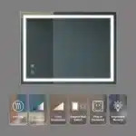 Welfel FCJ 32x24 Inch Premium LED Bathroom Vanity Mirror High Lumens Dimmable Touch Focusing Back Panel Unavailable