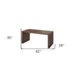 HMS 62" Portable Brown Wood Computer Desk with Drawer Foldable Design for Hotels – top view