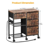 Hot Sale Brown Wood Grain Print 4-Drawer Mobile File Cabinet Open Storage Shelf Rolling Printer Stand Fitted for A4 Letter