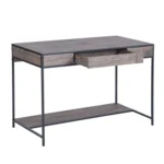 HMS 43" Brown and Black Wood and Metal H-Shape Computer Desk Stylish Office Desk – close-up detail