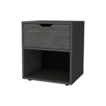 Elliott light gray nightstand with drawer and open shelf for bedside storage