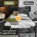 Goldoma King Size Chenille Upholstered Cloud Bed with oversized padded movable headboard