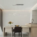 Modern LED Pendant Chandelier, Dimmable 3-Light Cluster Hanging Lamp with Chrome Finish for Dining Room, Living Room,