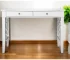 HMS 43 Minimalist White Writing Desk with Two Drawers Office Furniture for Home Bedroom or Office Building Computer Table