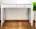 HMS 43 Minimalist White Writing Desk with Two Drawers Office Furniture for Home Bedroom or Office Building Computer Table