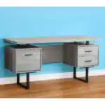 HMS 24" Brown and Black Office Desk with Three Drawers – base detail