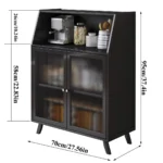 Small Space Living Room Bamboo Sideboard Kitchen Storage Rack with Tea and Wine Cabinet Wall-mounted Locker for Home Use - Image 3