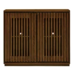 Mid Century Modern Solid Wood Fluted Hollowed Out Sideboard Cabinet 2 Outlet Holes Luxury Living Room Buffet Cabinet Storage - Image 3