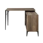 HMS 48" Convertible L-Shape Writing Desk Ergonomic Office Desk with Drawer Extendable Wooden Metal for Home Office Brown
