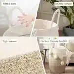 OIAHOMY Laundry Hamper Woven Cotton Rope Large Clothes Hamper 25.6" Height Tall Laundry Basket – top view