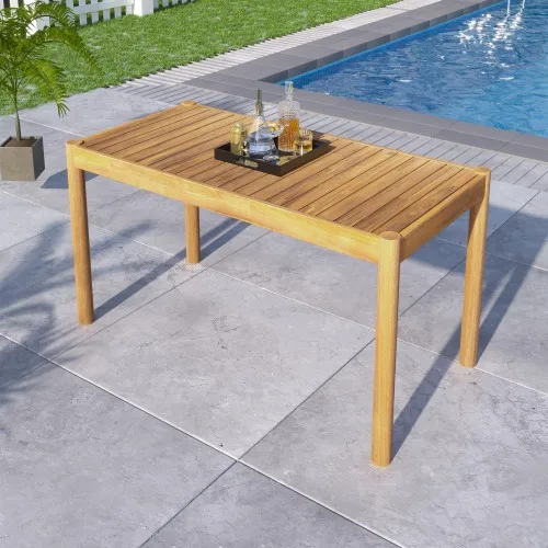 He76f816552754220b5ecdffa055ff013a.webp Goldoma outdoor dining table solid acacia wood light teak finish on patio