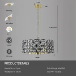 US Stock Free Shipping Modern Butterfly Crystal Round Dining Room Adjustable Height Hanging Chandeliers Pendant Light