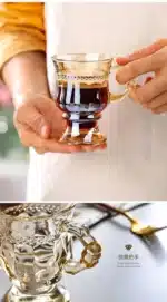 Heat Resistant Thick Glass Cup Luxurious European Style Teacup Coffee Cup Healthy Drink Mug Tea Mugs – close-up detail