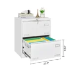 White Filing Cabinets Office Steel Vertical Files Cabinet 2 Drawer Metal Lateral File Cabinet with Lock – top view