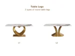 Modern sintered stone marble dining table in a rectangular shape seating six, perfect for a contemporary dining room