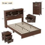 Goldoma 4-Piece Queen Bedroom Set with charging station and storage headboard in modern finish