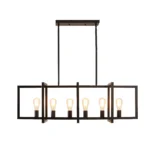 Modern 6-Light Industrial Pendant Light, Matte Black Linear Chandelier for Kitchen Island, Dining Room, Living Room, E26