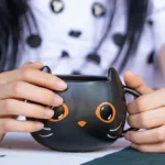 300ml Creative Cute Black Cat Cup Ceramic Coffee Mug with Handle Halloween Magic Hat Tea Milk Cup Family Couples Friend Kid