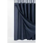 HMS Navy Modern Grid 3D Printed PEVA Shower Curtain Liner Set for Bathroom with 3D Technology Hooks – top view