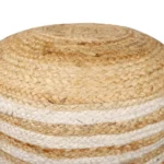 boho pouf ottoman - Goldoma 18 inch natural and white jute blend cylinder striped pouf ottoman