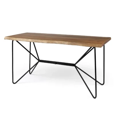 HMS 26" Brown and Black Melamine Wood Writing Desk Luxury Modern Manager Computer Table for Office or Bedroom Use