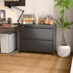 2 Drawer Metal Lateral File Cabinet Black Business Card Holder Lock Home Office School Hanging Letter Legal F4 A4 Size