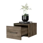 Dark brown wall mounted floating nightstand with drawer for bedroom storage