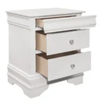 White nightstand with drawers featuring faux alligator embossed drawer fronts