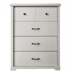 White bedroom set with dresser chest and nightstand featuring USB ports
