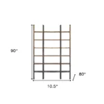 HMS Brown Six-Tier Bookcase Solid Wood and Iron Construction Elegant Sixty-Eight Inch Bookshelf – base detail