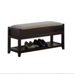 Goldoma Rouen Espresso Seating Bench with Shoe Storage – side view