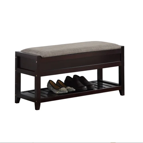 Goldoma Rouen Espresso Seating Bench with Shoe Storage