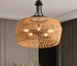 19" Boho Hemp Rope Pendant Light, Hand-Woven Jute Hanging Lamp with Adjustable Chain, Natural Rope Shade Ceiling Light