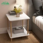 Bamboo nightstand with storage shelf in modern minimalist design