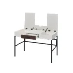 HMS Luxury Modern 42" Melamine Wood Computer Table White and Black Writing Desk for Office or Bedroom Use – styled in a