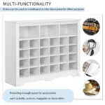Sleek Design 24 Shoe Cubby Console, Modern Shoe Cabinet with Curved Base, Versatile Sideboard - Image 5