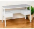 HMS 48" Simple Design White Writing Desk with Two Drawers Adjustable Extendable Wooden Computer Table with Shelf Office Desk