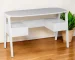 HMS 48" Simple Design White Writing Desk with Two Drawers Adjustable Extendable Wooden Computer Table with Shelf Office Desk