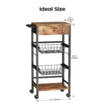 Rolling kitchen cart with fabric drawer and handle in modern kitchen