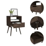Dark walnut nightstand with one drawer and open shelf – Otom modern bedroom storage furniture by Goldoma