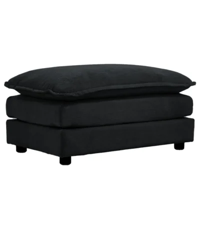 Goldoma Black Chenille Ottoman Footrest - soft chenille fabric, solid wood frame, versatile leg rest for living room sofa