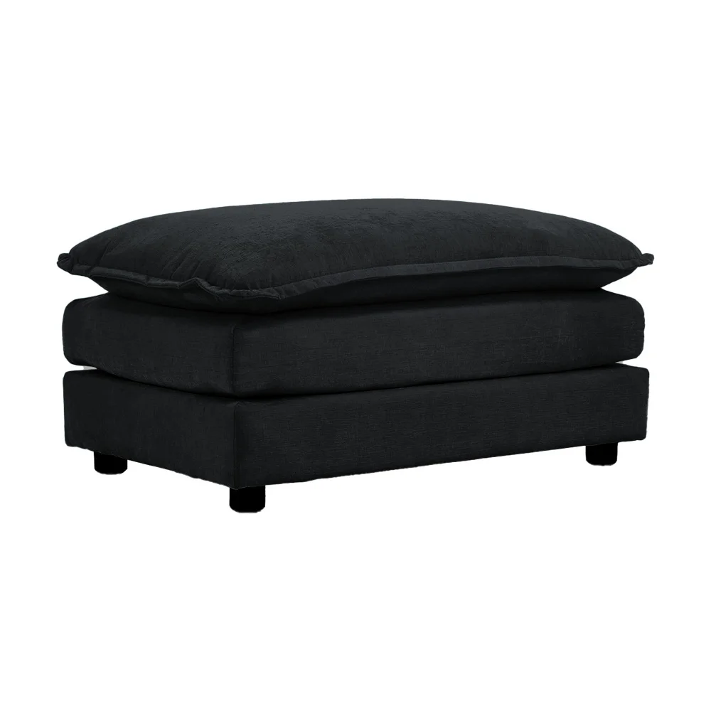He9717c188edd49beb318c660554cf1e3a.webp Goldoma Black Chenille Ottoman Footrest - soft chenille fabric, solid wood frame, versatile leg rest for living room sofa