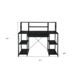 HMS 47" Black Computer Desk with Shelf Drawer and Folding Feature Simple Minimalist Style for PC and Gaming – base detail