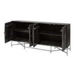HMS 72" Modern Black Solid Wood Sideboard Four Door Dining Room and Living Room Furniture for Home or Farmhouse for Home Bar - Image 5