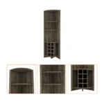 HMS 71 Dark Brown Wood Industrial Luxury Corner Bar Cabinet Mirrored Wine Display Cabinet with Glass for Home Furniture - Image 3