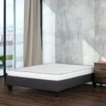 Reversible foam mattress in a box for full and queen size beds with high-density comfort foam and double-sided quilted cover in modern white